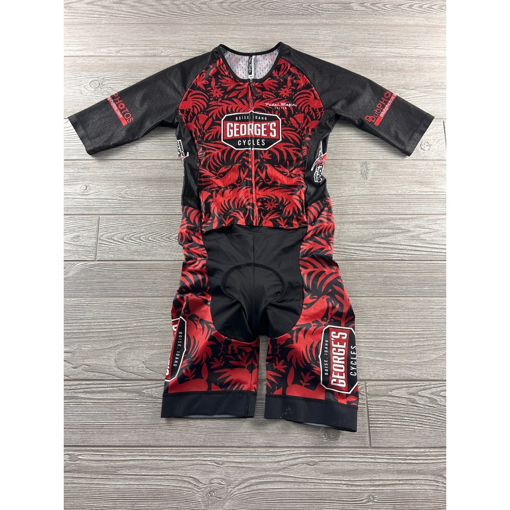 Pedal Mafia Georges Cycles Cycling Skinsuit Red Black XS Speedsuit Boise Idaho